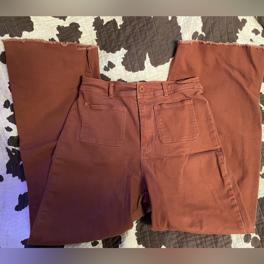 cute rust wide leg jeans !